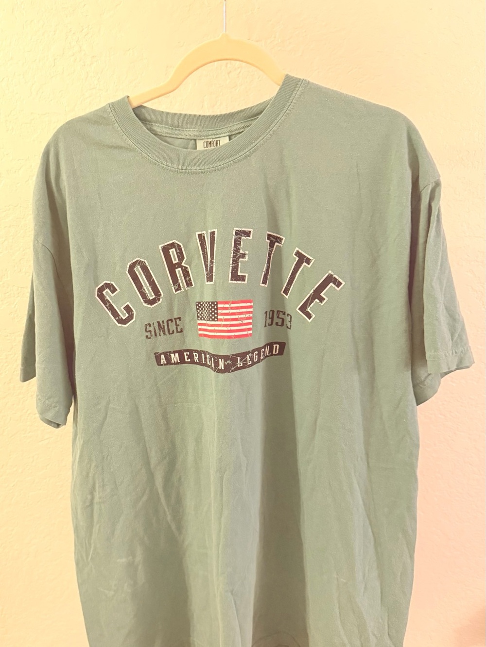 Comfort Colors Teal Corvette Graphic Tee with Flag